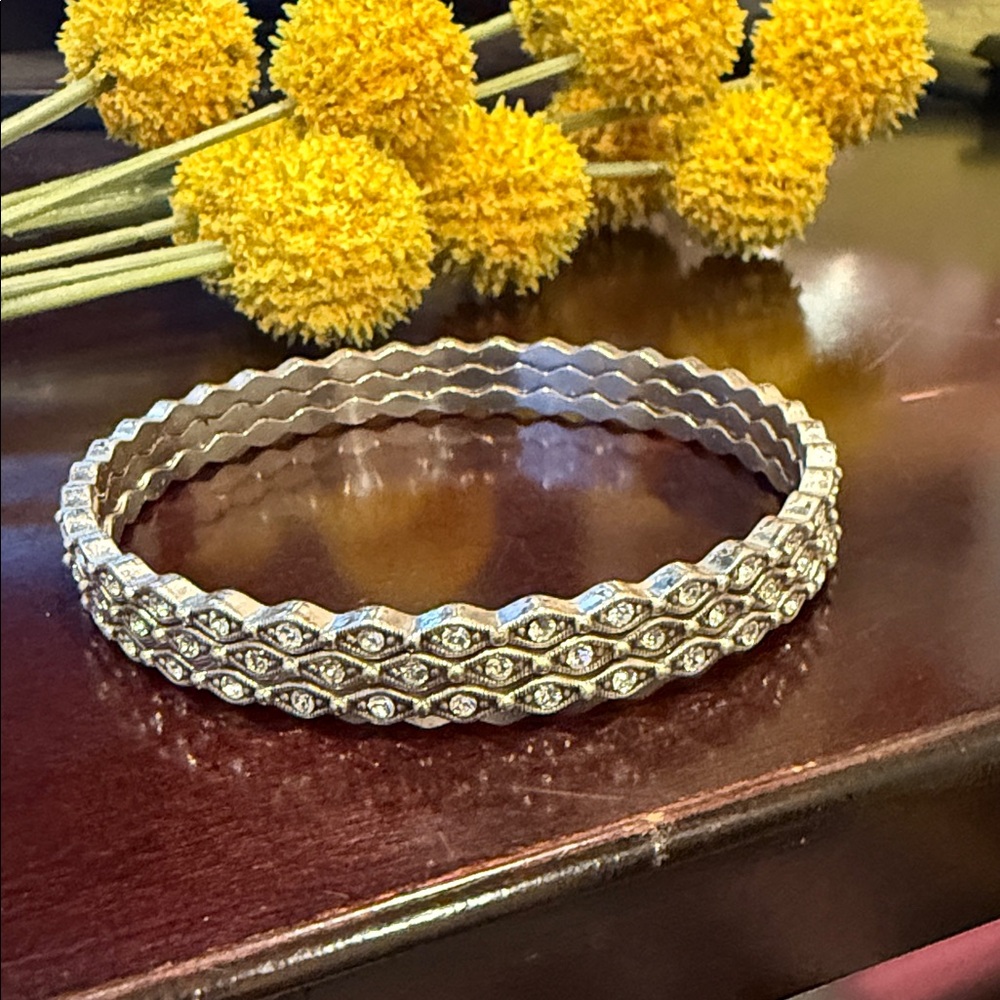 Brighton Andromeda Elegant Silver Bangle Bracelet set of 3